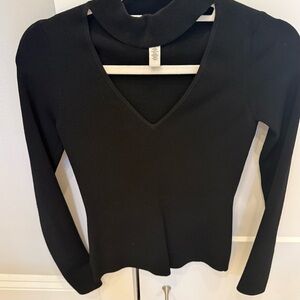 Black  V-Neck Women's Top Autumn Cashmere